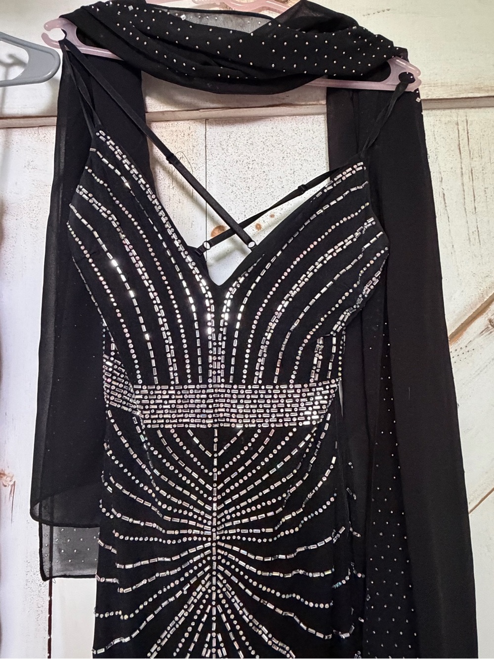Windsor Black Maxi Gown with Silver Crystal Detailing - Picture 9 of 15